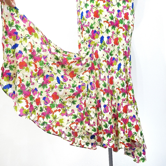 NWOT Saloni 90s Daphne-C Garden Party Silk Floral Slip Maxi Dress - Picture 9 of 16